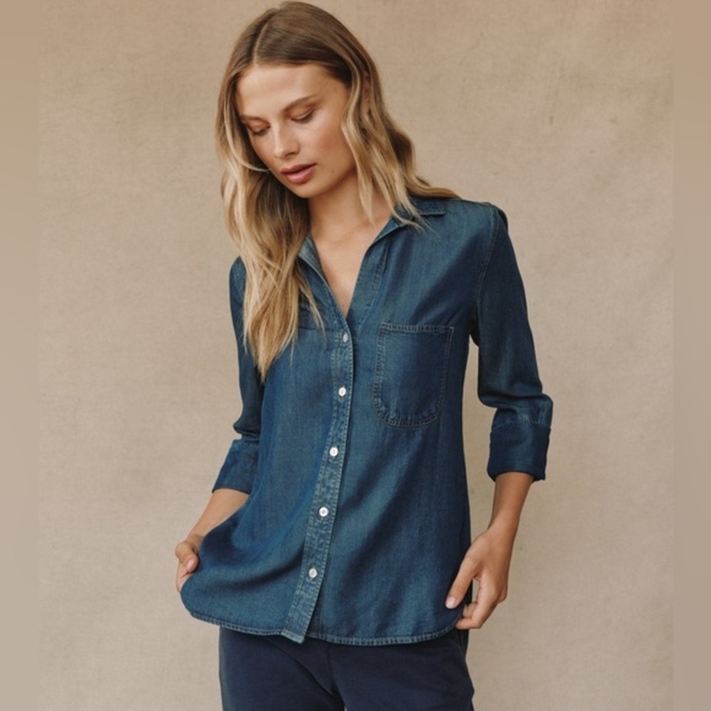Bella Dahl Shirt Tail Button Down in Twilight Rinse Wash Size Medium